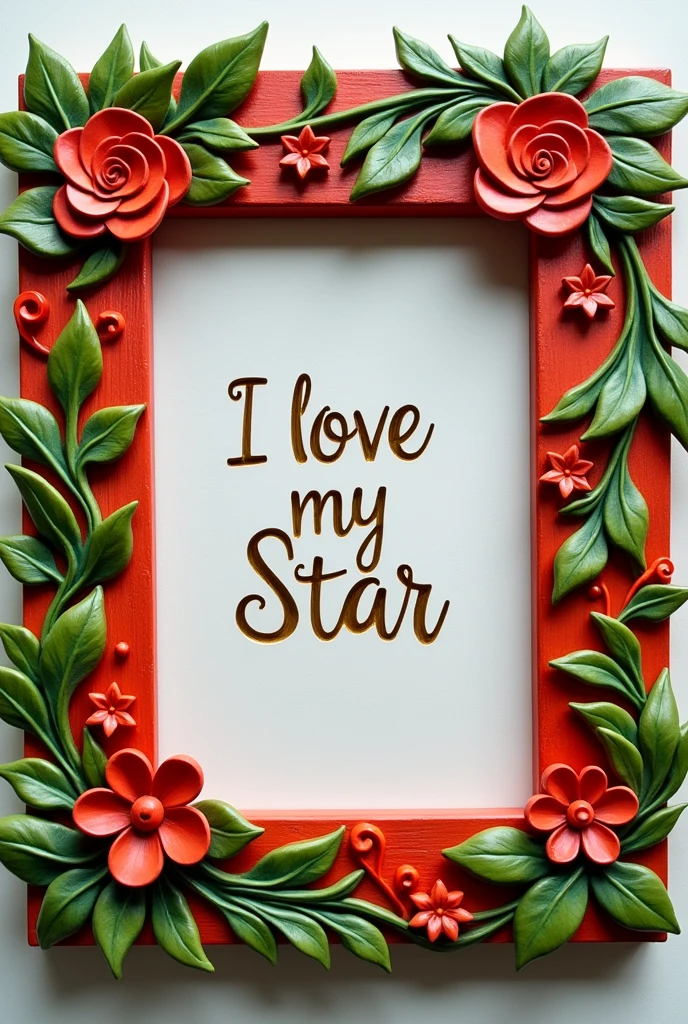 Make me a picture frame that says 'I love my Star' and that comes out with the colors red and green 