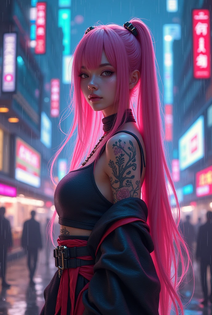 Ultra realistic, high quality, 300dpi , 300density , nezuko , cyberpunk
