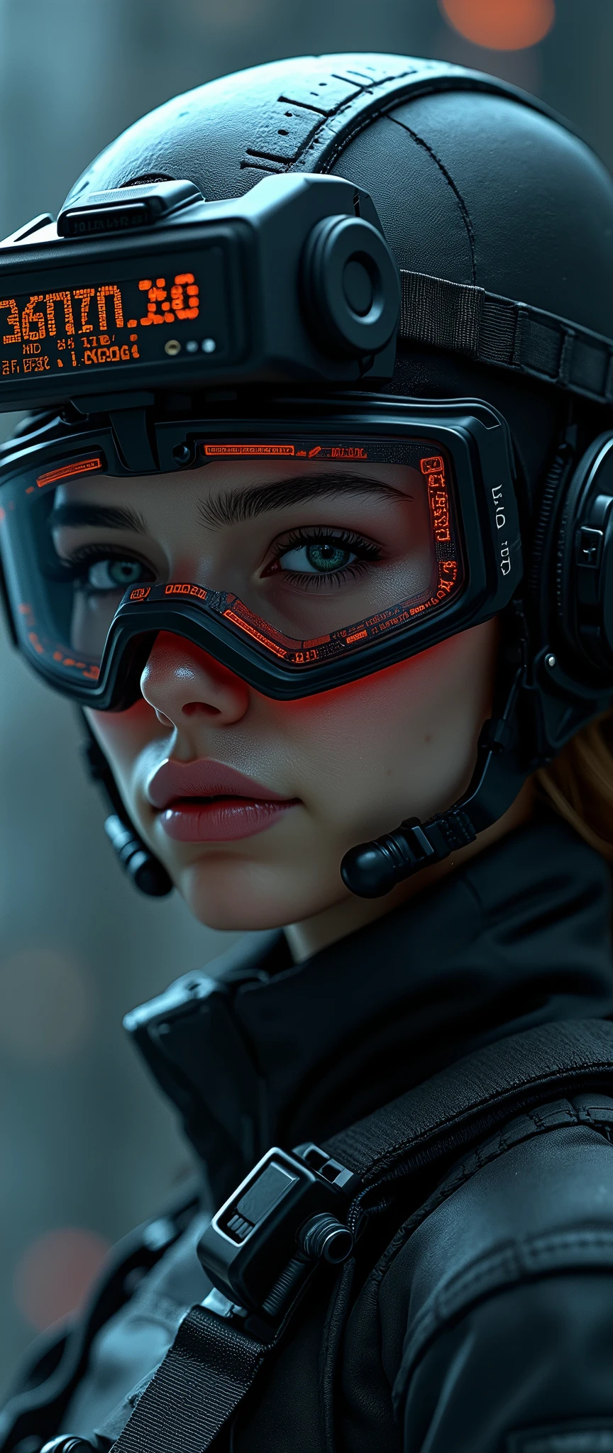 8k,wallpaper,Ray Tracing,(woman),Are standing,(美しいwoman),(Wearing futuristic tactical goggles:2.0,Tactical data is displayed on the goggles:2.0,Detailed drawing of goggles:2.0),(tactical bodysuit),(Tactical Helmet:2.0),(Tactical Headset),(Intercom microphone),(Detailed costume drawing),(A face with attention to detail,Detailed skin texture,Beautiful Skin),(Looking into the camera),(front),(Face close-up:2.0),(Server puncture:2.0),(darkness:2.0)