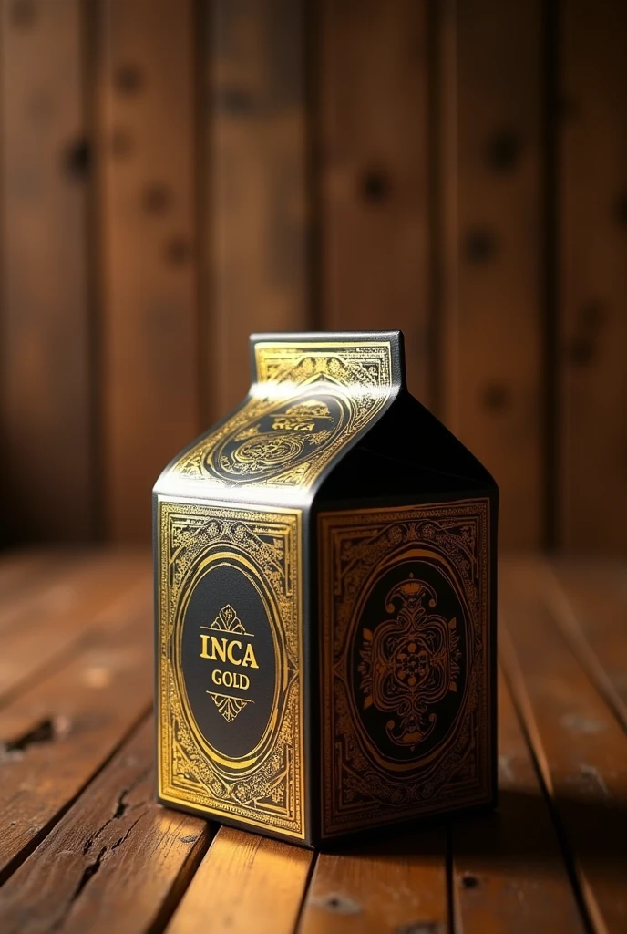 create an image of a master shipping box named INCA GOLD COFFE with dimensions of 60 cm long, 50 cm wide, 50 cm high