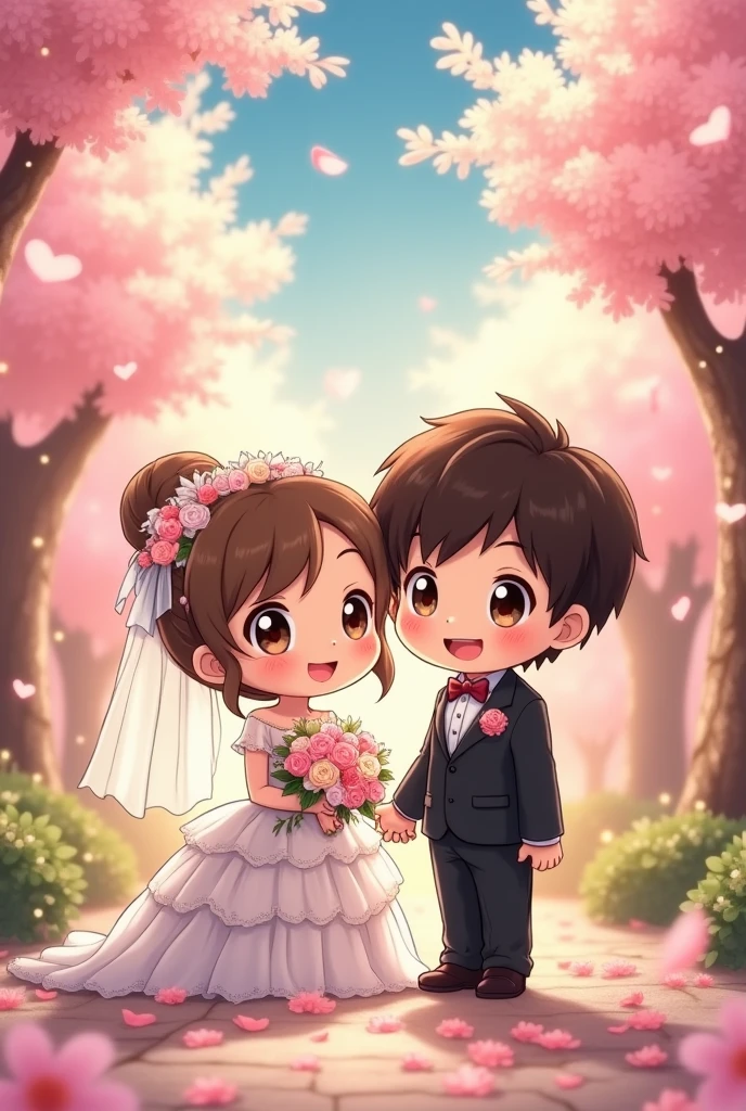Anime chibi couple getting married
