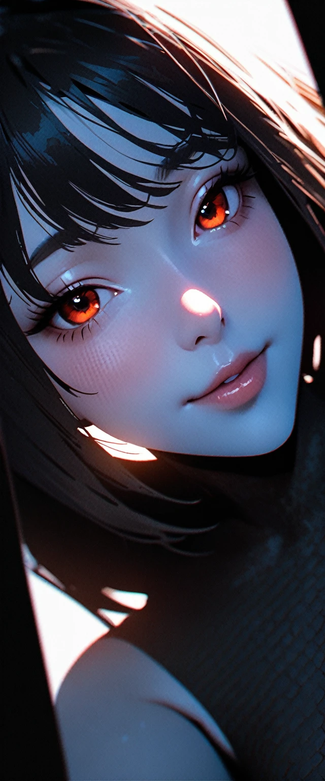 (high quality, 8k, 4K, High Contrast, masterpiece:1.2, 最high quality, Best aesthetics), 1 female, (Realistic skin texture:1.3), (Film Grain:1.3), (Selfie angle, High Angle), one person's, Beautiful and detailed eyes and face, 最high quality, close, Upper Body,