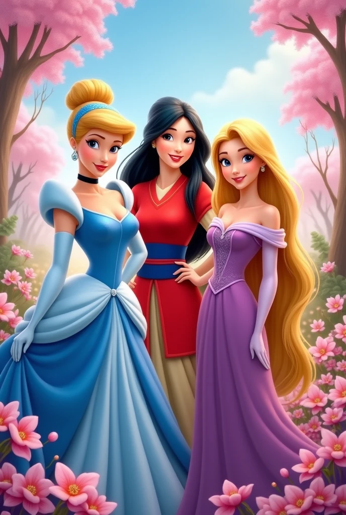 three disney princesses ,realistic photo