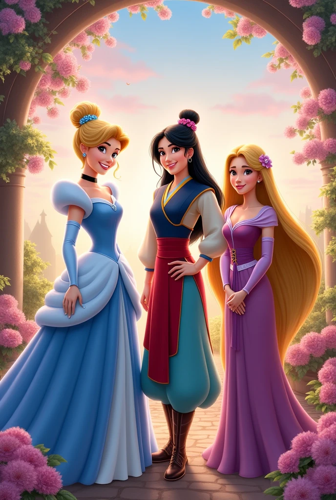 three disney princesses ,realistic photo