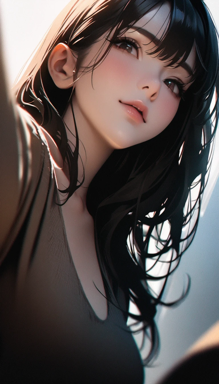 (high quality, 8k, 4K, High Contrast, masterpiece:1.2, 最high quality, Best aesthetics), 1 female, (Realistic skin texture:1.3), (Film Grain:1.3), (Selfie angle, High Angle), one person's, Beautiful and detailed eyes and face, 最high quality, close, Upper Body,
