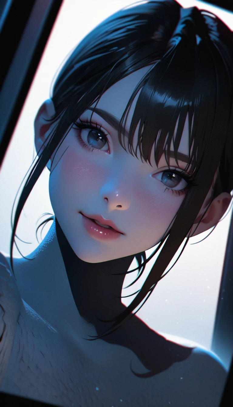 (high quality, 8k, 4K, High Contrast, masterpiece:1.2, 最high quality, Best aesthetics), 1 female, (Realistic skin texture:1.3), (Film Grain:1.3), (Selfie angle, High Angle), one person's, Beautiful and detailed eyes and face, 最high quality, close, Upper Body,