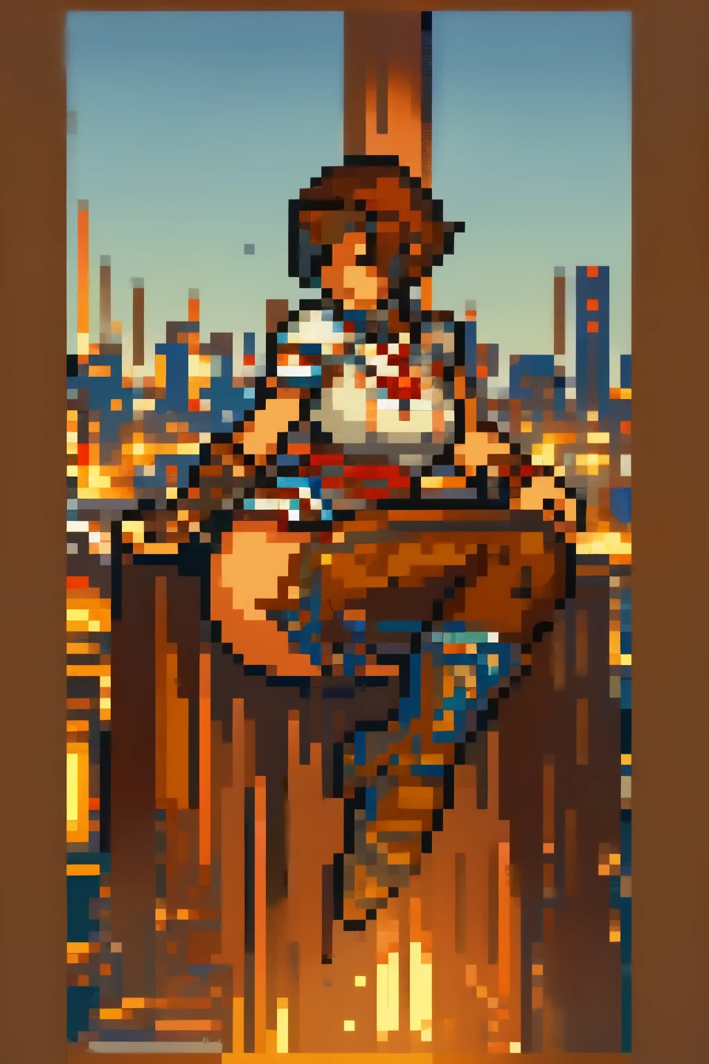 The woman, Altaïr's suit boots to the knee, Bracelets on the legs, socks, stockings, Jerusalem in the background, ((evening, night)), very detailed, Realistic long-term photography., 4k, (((short hair, brown hair))), ((shocks, garagantilla)),bracelet, sexy, dark skin, brown eyes, big breasts, big breasts