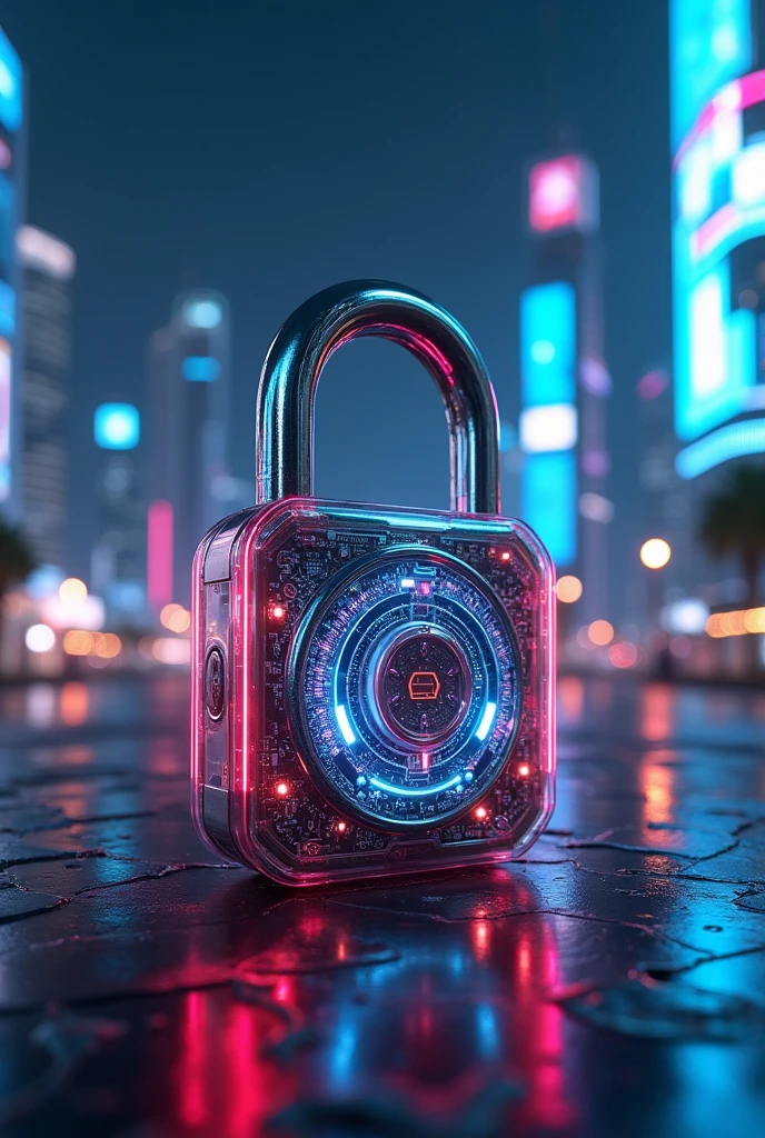 Futuristic padlocks technology with rays