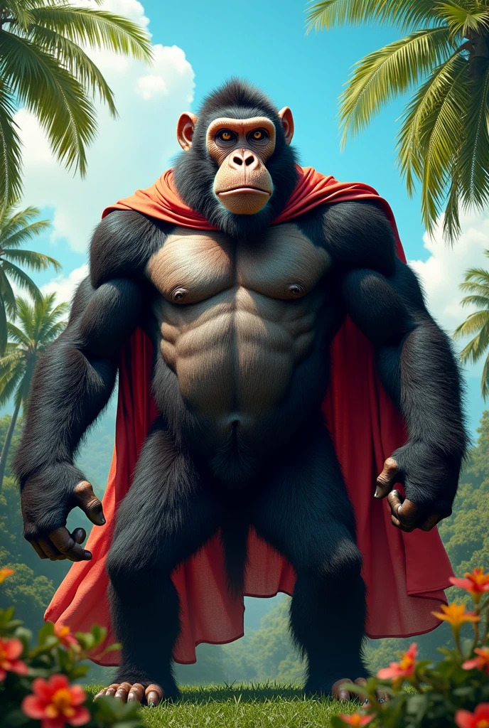 Malaysia flag on body builder giant monkey