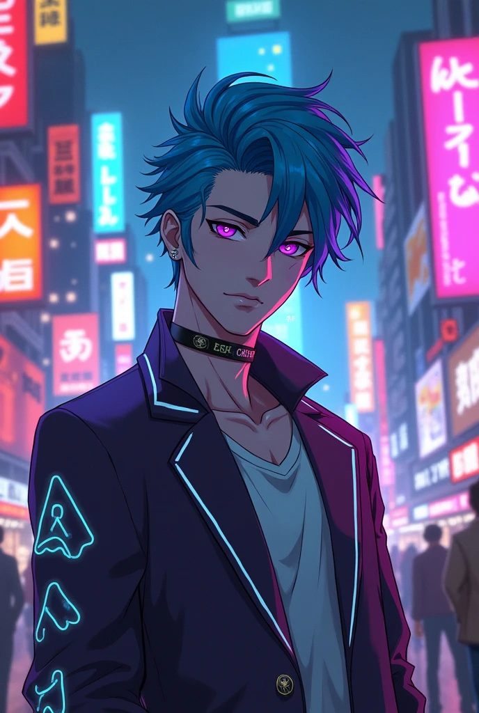 Anime man with gray skin 