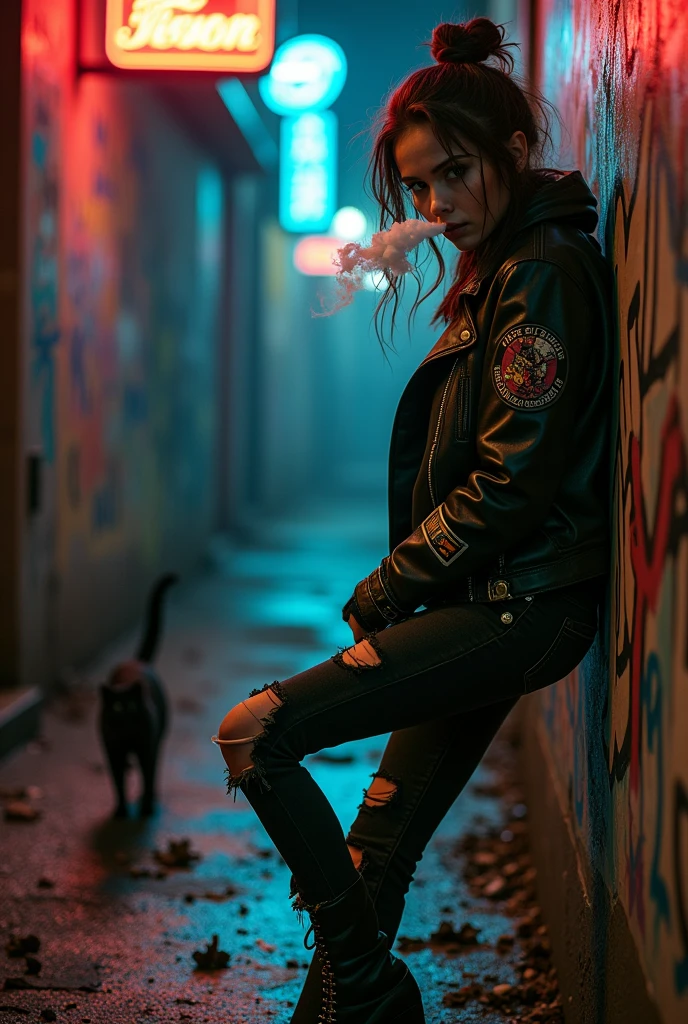 A girl with a landmine personality who smokes.