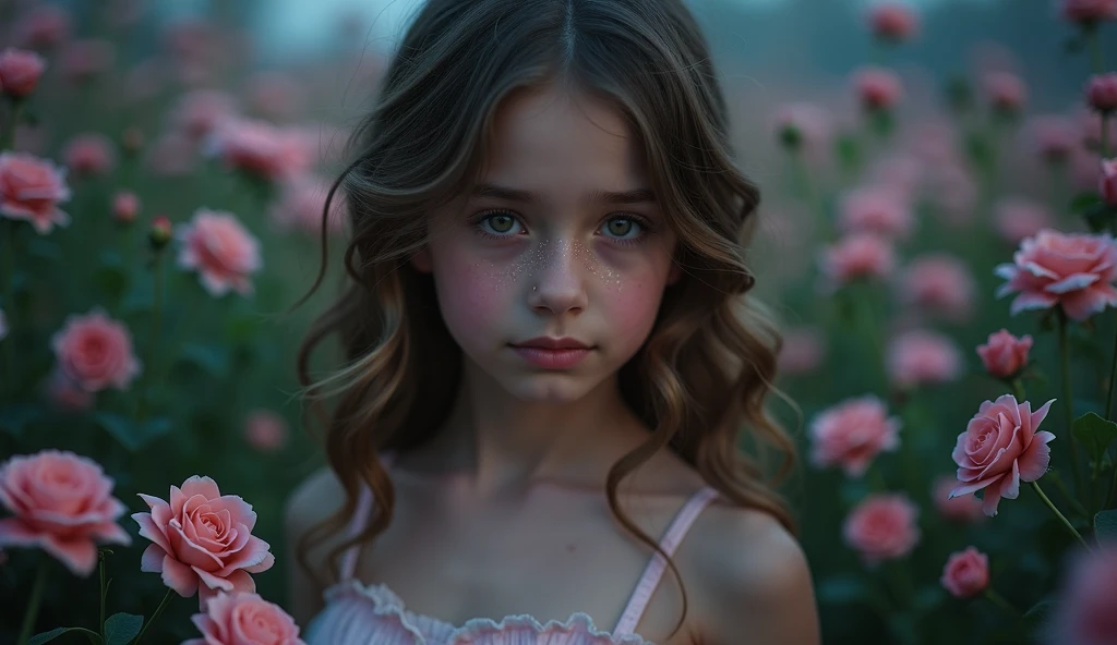 (Cinematic Photo at night:1.3) of (Realistic:1.3),(Cosy:1.3) beautiful girl, (intricate light brown hair), highly detailed skin textures, lifelike skin texture, looking intimately directly at camera, (looking at viewer), pouting lips, Pastel, glitter, dramatic, dreamy, pastel flower night garden, elegant, Whimsical, Delicate, Highly detailed, Intricate, UHD digital photo, Fantasy theme, (full body, naked:1.5), Fantasy concept art, Fantasy character art, beautiful young girl, gorgeous, beautiful body, highly detailed full body shot, dreamy, pastel, Watercolor, Whimsical, Delicate, Highly detailed texture, life like texture, digital painting, Highly Detailed photograph,(Art Deco:1.hotorealism:1.3),(Classical Realism:1.3),(Fujifilm Superia:1.3),naturalism,(David Hamilton style)