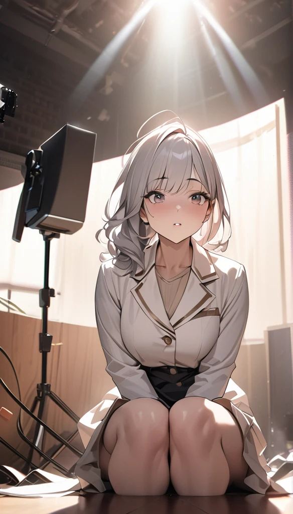 best quality, masterpiece, Ultra-high resolution, (Reality: 1.4), original photo, 1 Girl, Mature, White JK, Movie Lighting