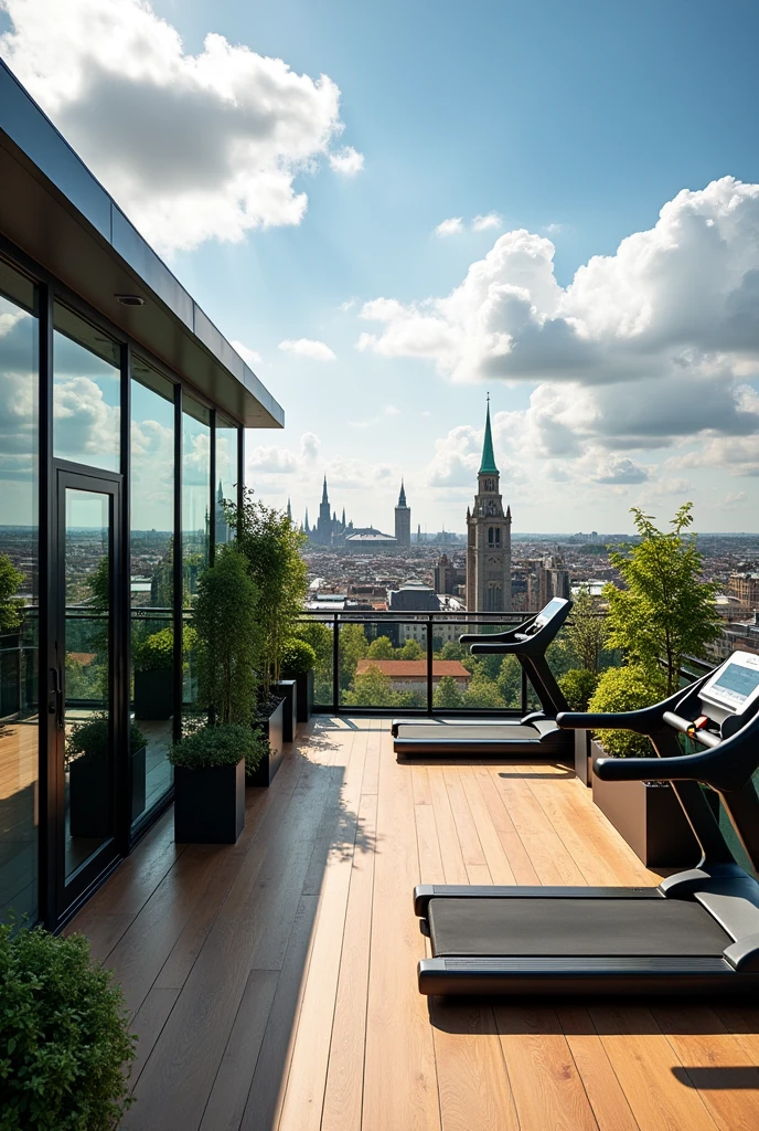 Photo of a luxurious rooftop gym in Brussels