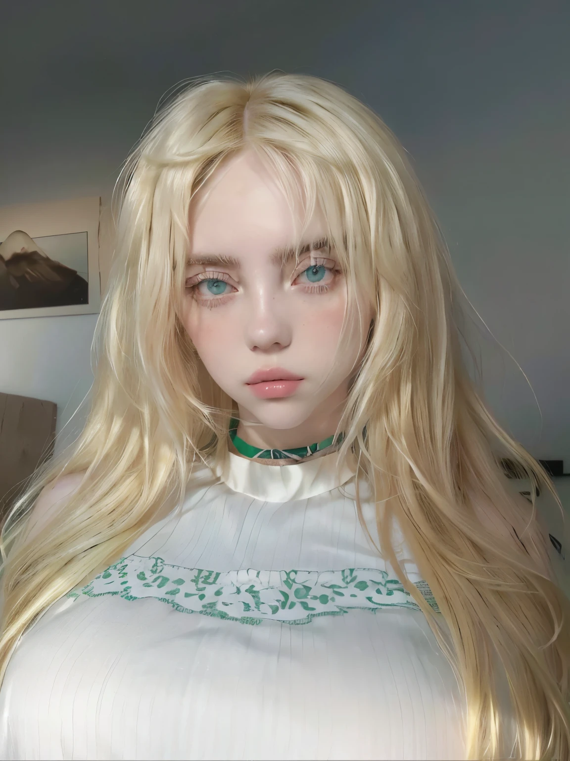 blond woman with long hair wearing a white shirt and green collar, yelena belova, long blonde hair and large eyes, with long blond hair, angelawhite, anna nikonova aka newmilky, long blonde hair and blue eyes, irina nordsol kuzmina, a gorgeous blonde, angelina stroganova, long blonde hair and big eyes, blonde goddess