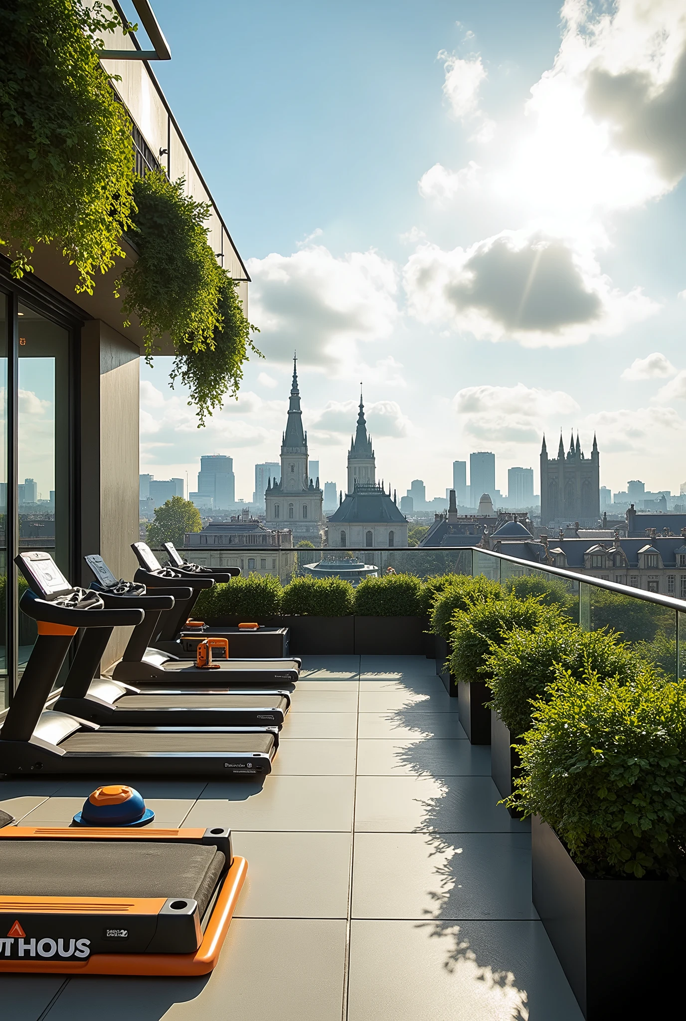 Photo of a luxurious rooftop gym in Brussels 