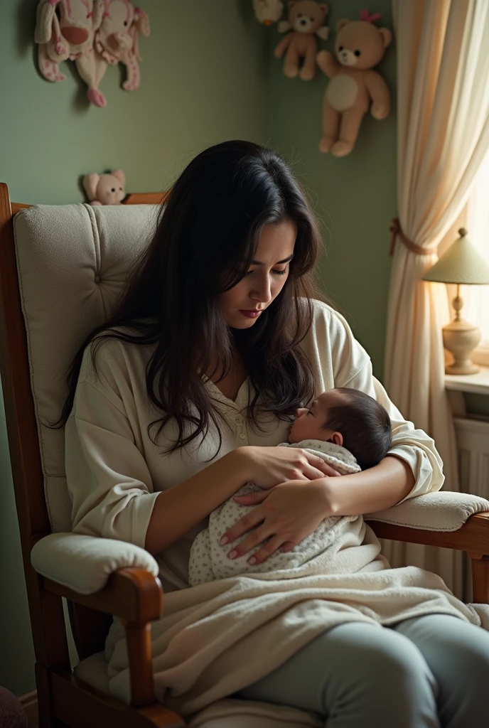 A sad breastfeed woman 