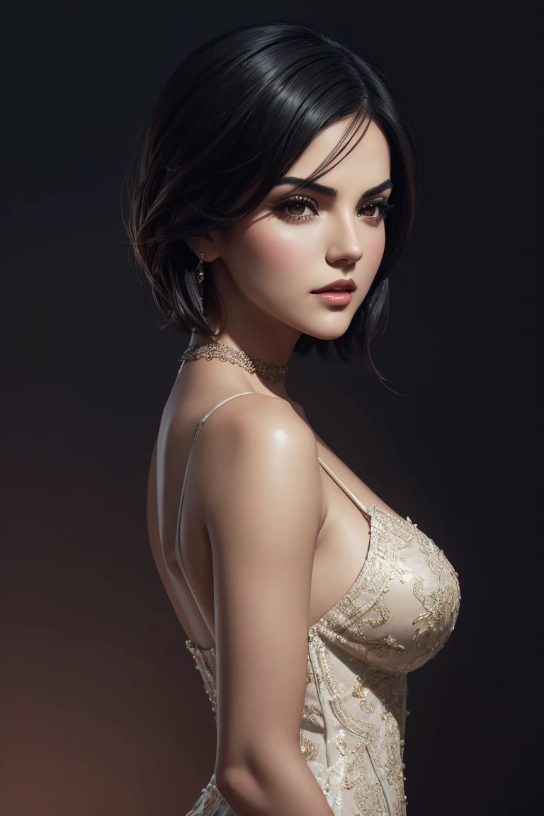 Maite Perroni, sexy clothes, character portrait, 3 9 9 0 s, short hair, intricate, elegant, highly detailed, digital painting, artstation, concept art, smooth, sharp focus, illustration, art by wlop, charlie bowater and alexandra fomina