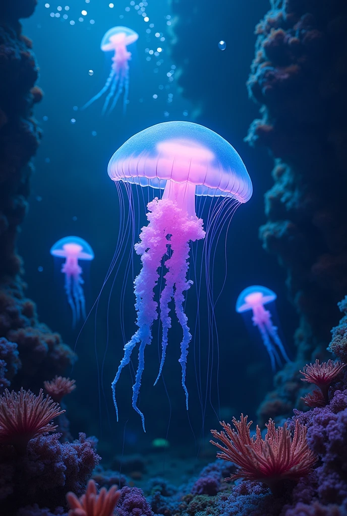 Jellyfish with several bright jellyfish rpg