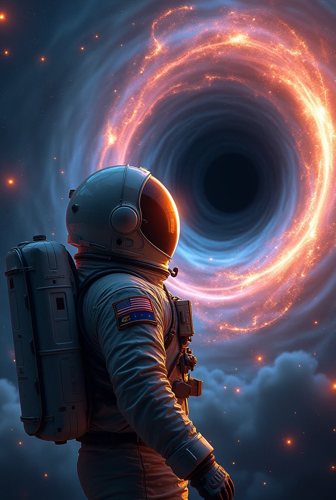 Image of an astronaut staring into a black hole