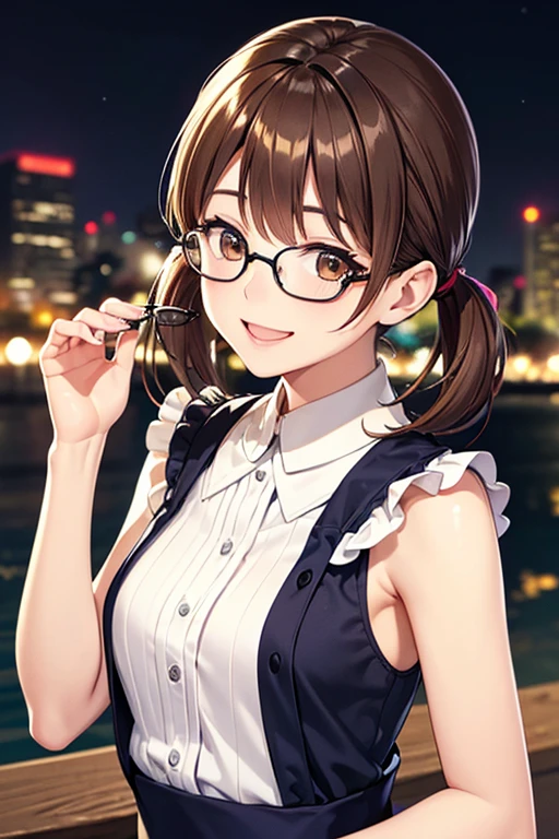 Yumi Fukuzawa、Shiny brown hair,Medium Hair, 、(( High Twintails、rabbit style)),Beautiful brown eyes、Sparkling eyes, fine grain、smile、Very fine eye、Very detailed顔, Very detailed目,Cowboy Shot、

(Photorealistic:1.4, 8k), Highest quality, masterpiece, 超High resolution, Perfect dynamic composition,Highest quality, Very detailed, Very delicate and beautiful, High resolution, Very detailedCG, masterpiece,

 
((Browsing Caution)),masterpiece、High resolution、High resolution、High resolution、1 female、Very close、((Depiction of only the upper body))、((Round frame glasses))、、優しいsmile、Smiling with teeth showing、((Late Night City))、