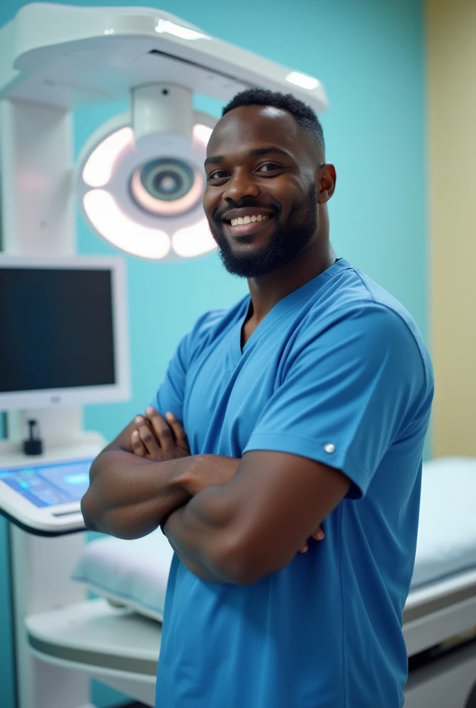 African male handsome ultrasound operator