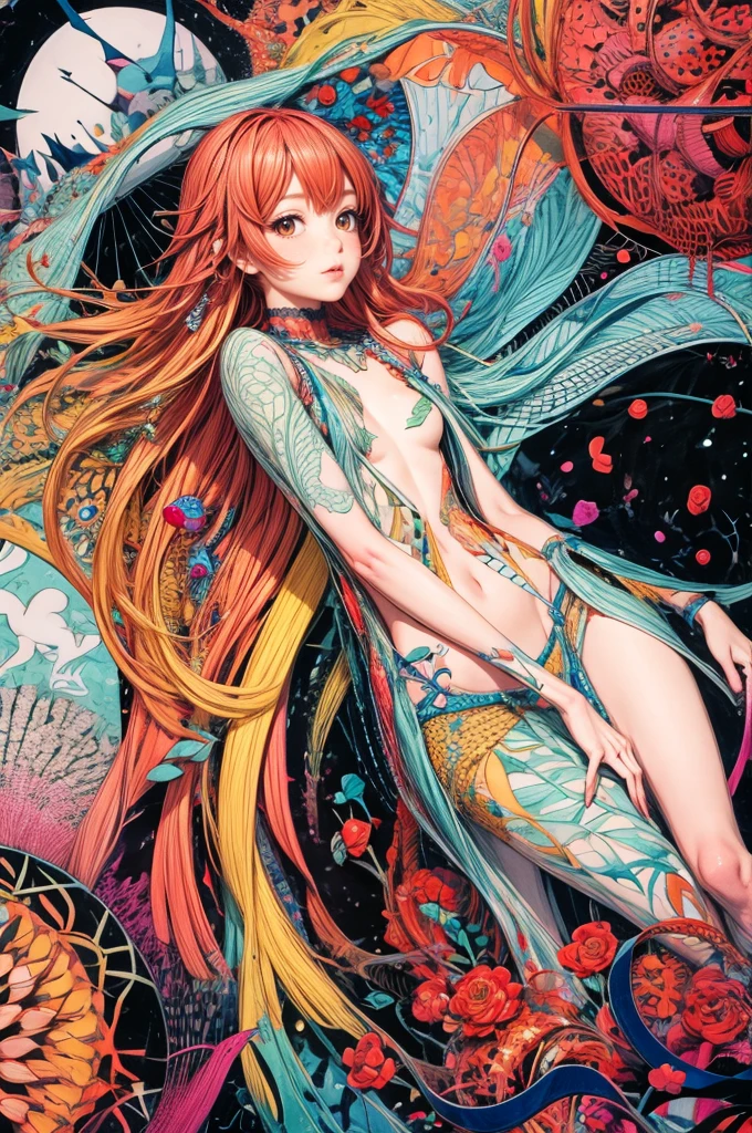 (Best Quality, masutepiece:1.3), (Illustration:1.15), (Lora More_detail),(Abstract, Zentangle, psychedelic:1.2), [(beautiful Girl, Slim waist, Legs:0.08) | | (cowboy shot), (naked), Beautiful roses, stem, thorns, roots:1.69] Art by Georgia O'Keeffe, Devianart Trend, ambiguity, mystery, Red color taste