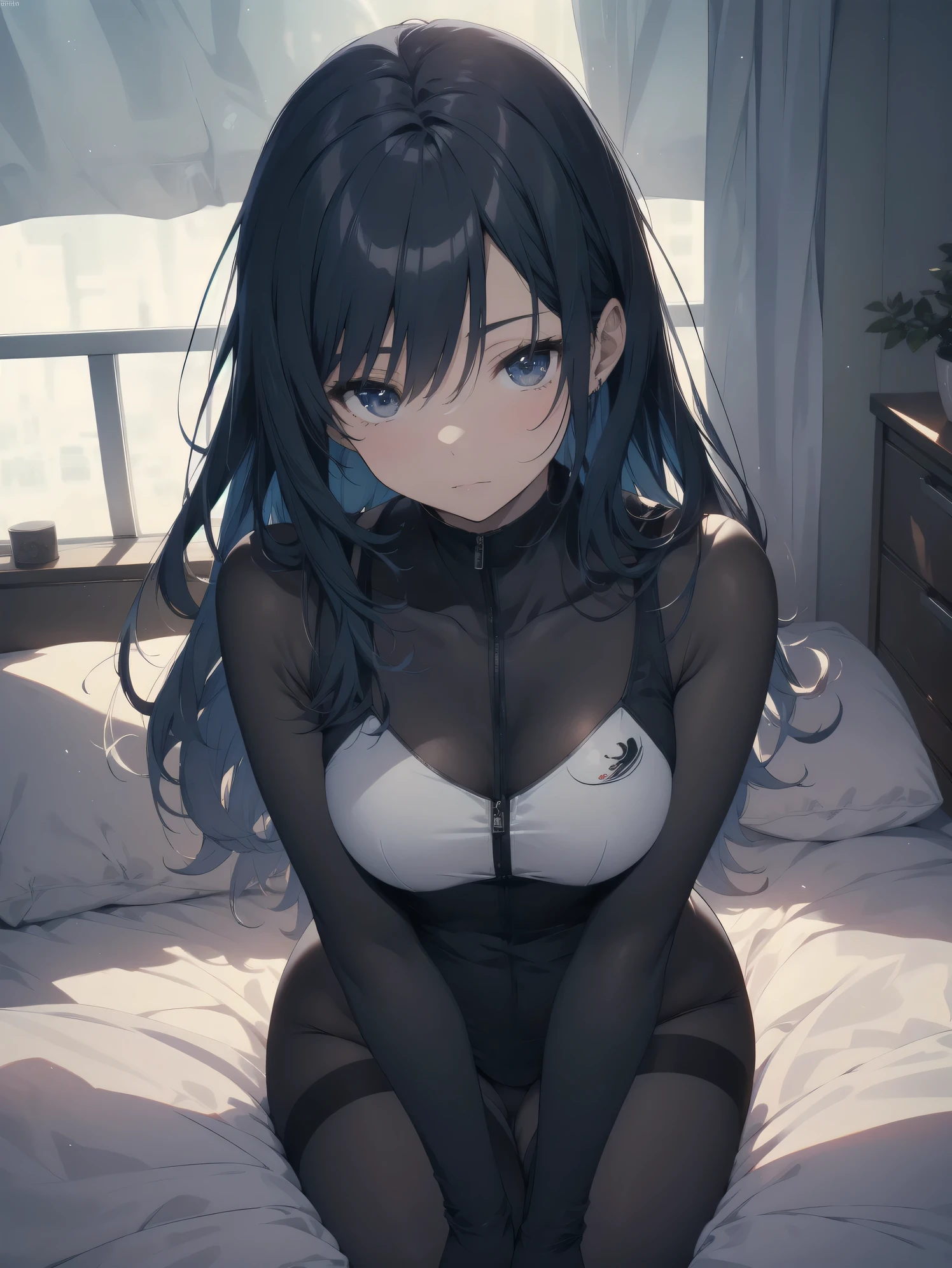 ultra-absurdres-Top quality by artist God, ultra-detailed, high resolution, anime moe artstyle, best anime 8k konachan wallpaper, pixiv contest winner, jav cover, perfect anatomy,break, 1girl, (Please draw a girl sitting on bed alone. )break,(Solo,little female, 11-year-old:1.3),Full limbs, complete fingers, cyberpunk, breasts, beautiful (well-shaped) breasts, groin, butt, trembling butt, small black eyes, beautiful detailed eyes, well-proportioned iris and pupils, highres detailed hair, expressionless, sweat, (bodysuit, plugsuit), (Detailed Lighting), (Detailed background),sex toy, dildo, implied vibrator, vibrator under clothes, pussy juice, motion lines, motion blur, bed, in the bedroom.. break,super detailed skin, shiny skin, Best sexual lighting powered by famous artist, 8k,beauty illustration,photoshop_(medium),very aesthetic,break,((artist:rappa_(rappaya) )), artist:clamp ,artist:carnelian ,artist:kantoku ,
