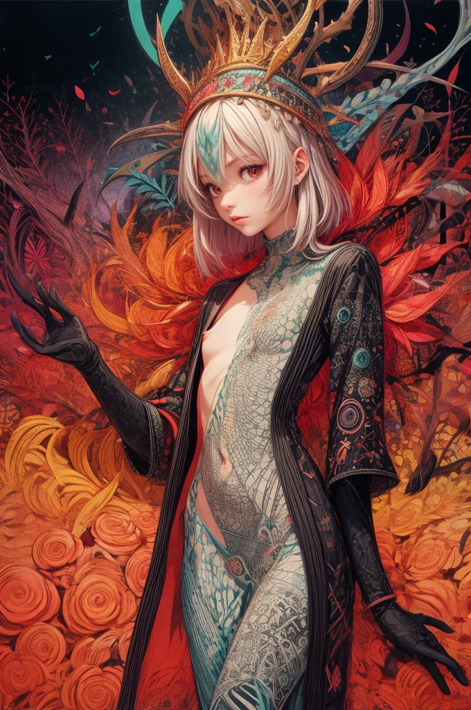 (Best Quality, masutepiece:1.3), (Illustration:1.15), (Lora More_detail),(Abstract, Zentangle, psychedelic:1.2), [(beautiful Girl, Slim waist, Legs:0.08) | | (cowboy shot), (naked), Beautiful roses, stem, thorns, roots:1.69] Art by Georgia O'Keeffe, Devianart Trend, ambiguity, mystery, Red color taste