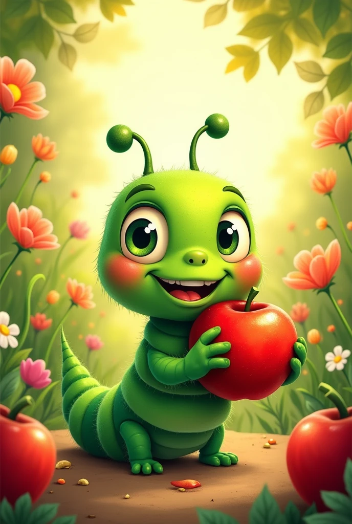 A cover image with the theme of The Very Hungry Caterpillar story.
