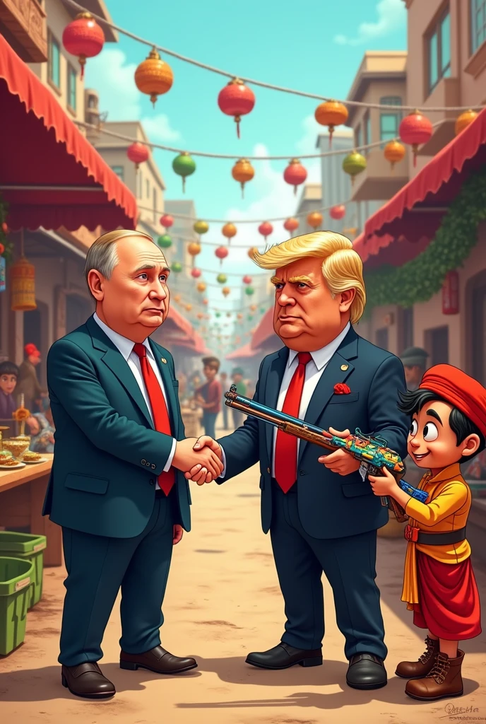 Putin and trump selling guns to chotta bheem