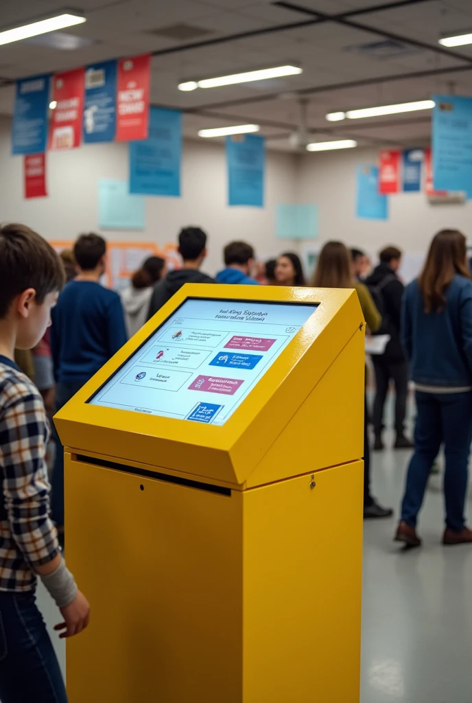 Create an electronic ballot box in yellow.