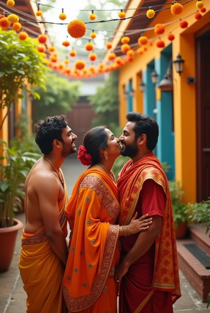 indian aunty with young men  romancing , hugging ,kissing and enjoying with each other