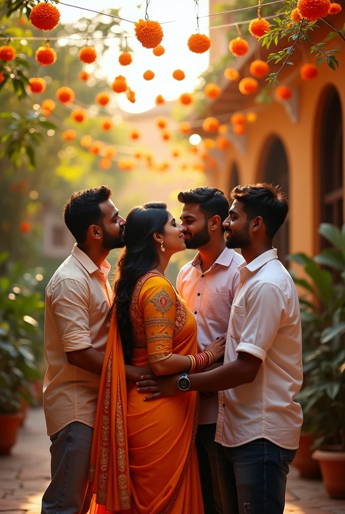 indian aunty with young men  romancing , hugging ,kissing and enjoying with each other