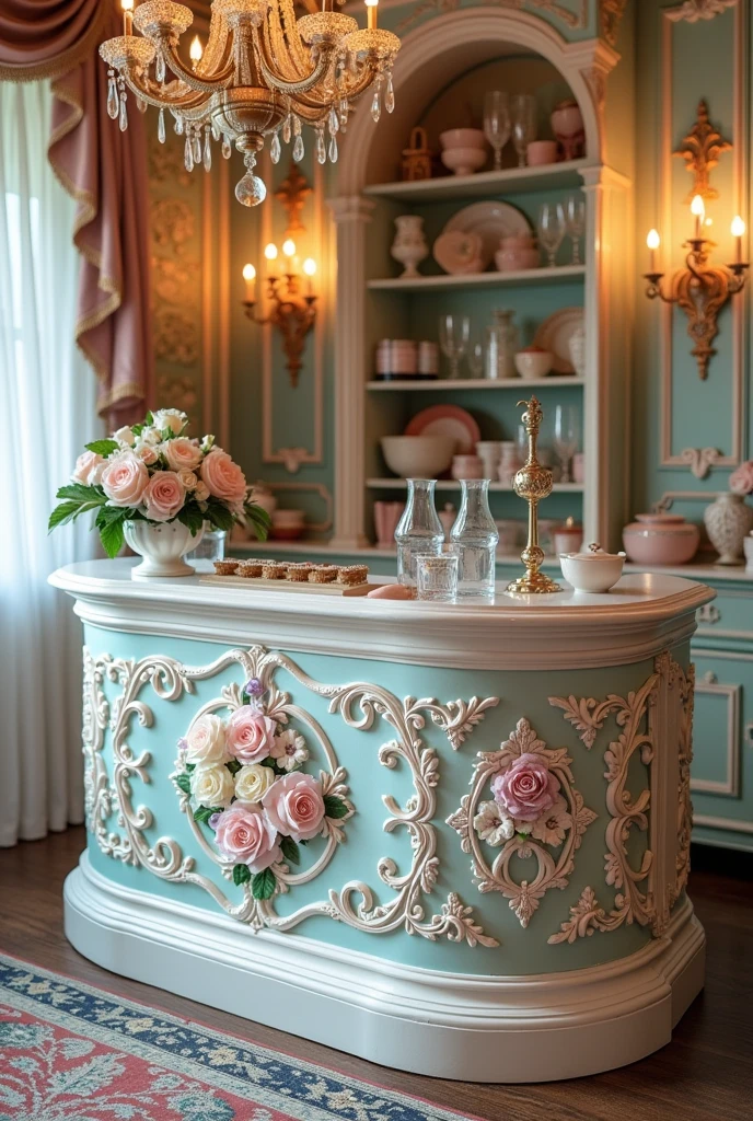 Make me an ounce of bar with the Victorian style of flower knows coquette pastel color