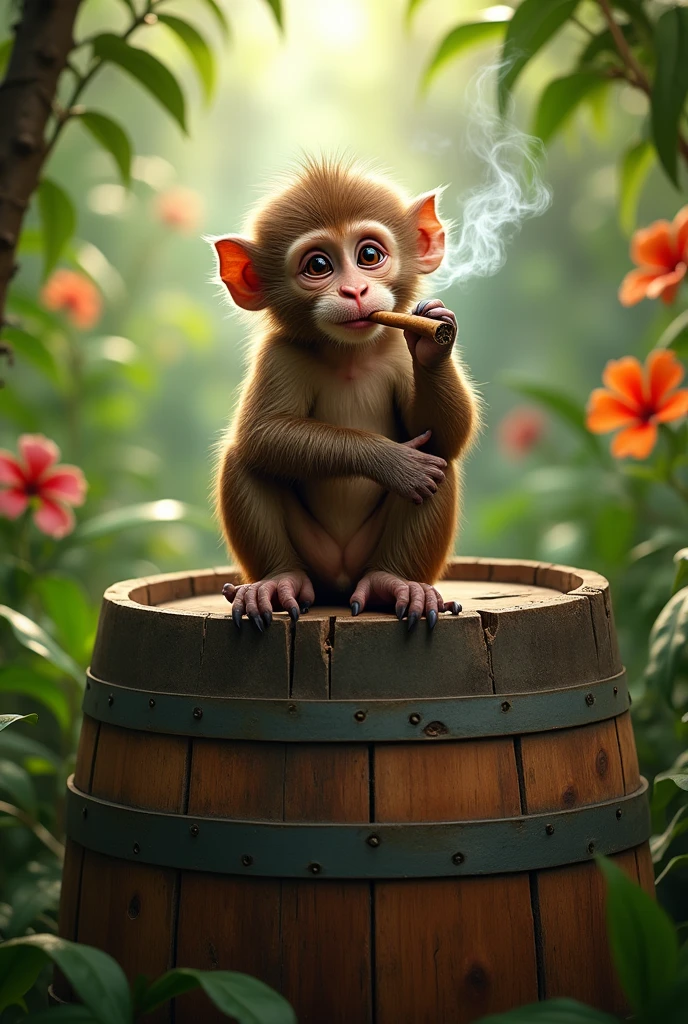 Create a image of monkey that is doing smoking
