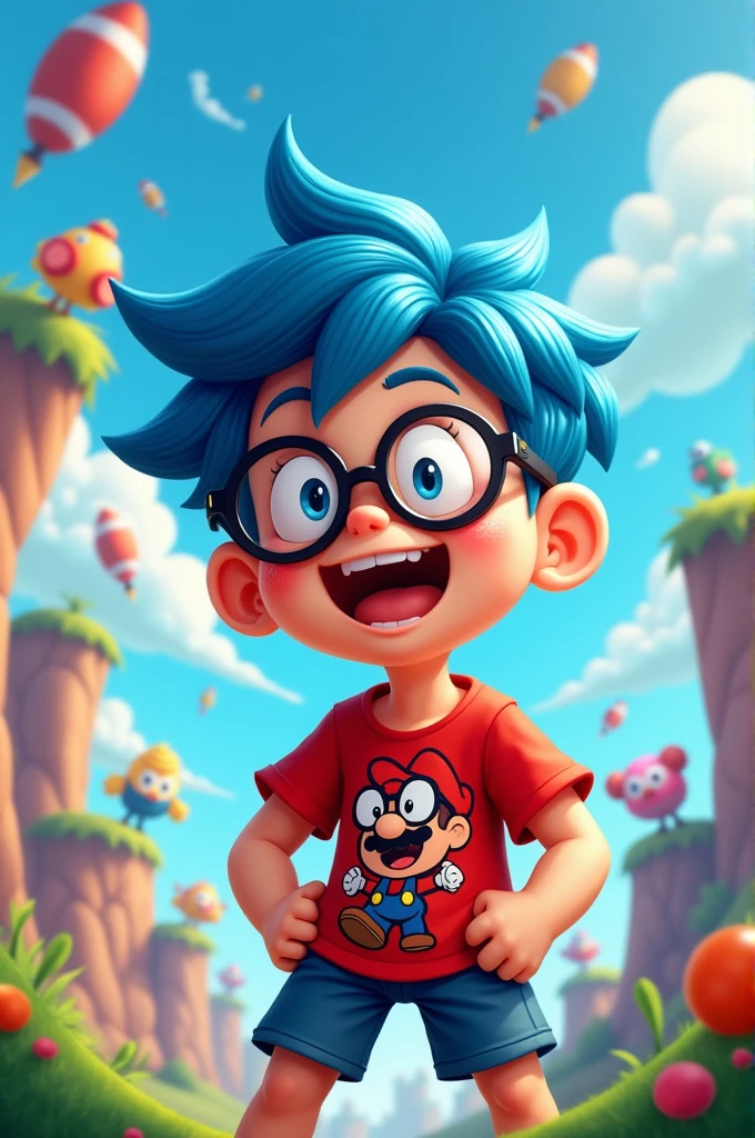 Cartoon boy in the video game