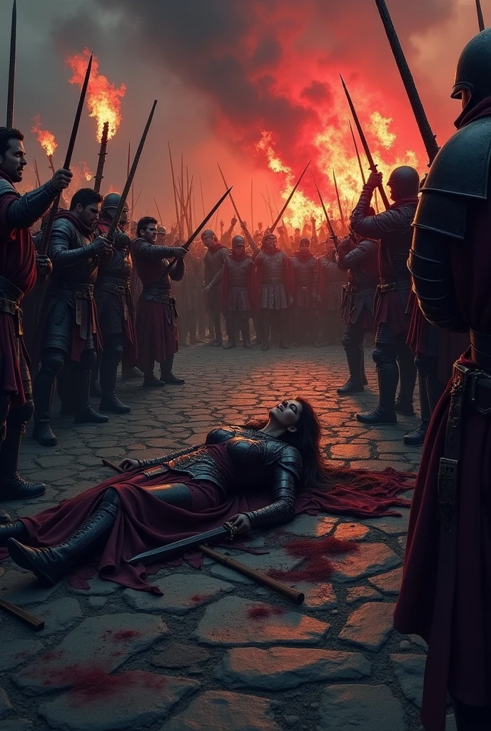 The female hero died by a sword thrust and everyone panicked.