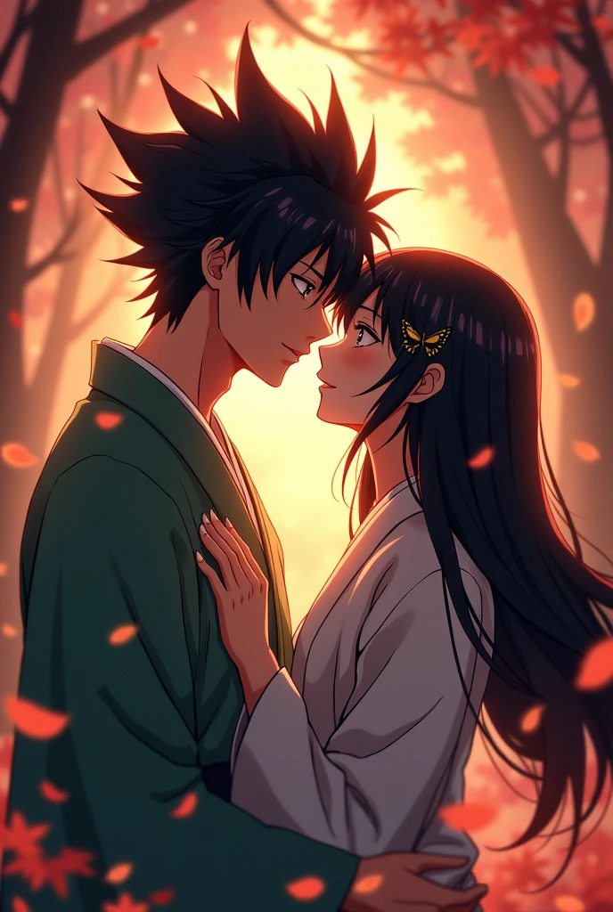 Generate Demon Slayer Tanjiro Kamado Kiss Kanao Tsuyuri Image.