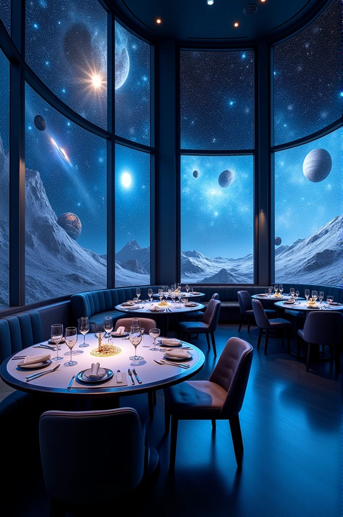 A restaurant where the topic will be the space and the tables are cabins of 🚀