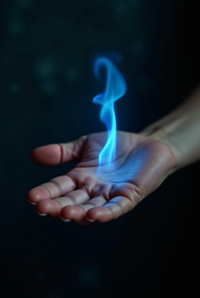 Highest quality、masterpiece、wallpaper、Ultra-high resolution、Very dense、Very detailed、Very delicate、BREAK、Close-up of Hands、(((5Finger:1.5)))、A flame floats from the palm、A faint blue flame、The slender hand of a magician、Alluring fingertips、Beautiful female fingers、
