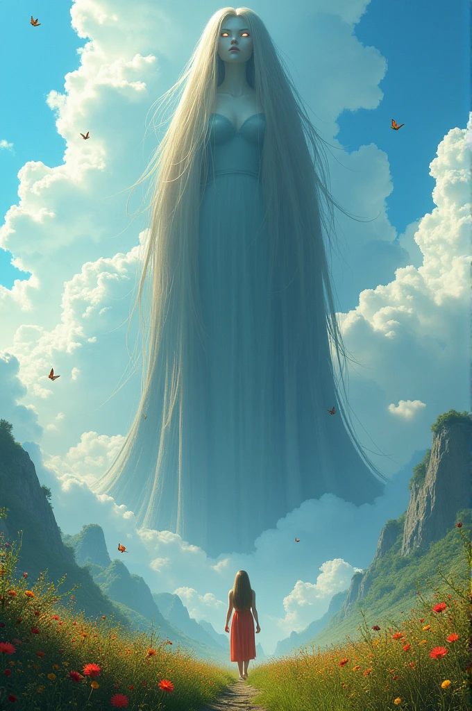 The giantess is looking down at me.
