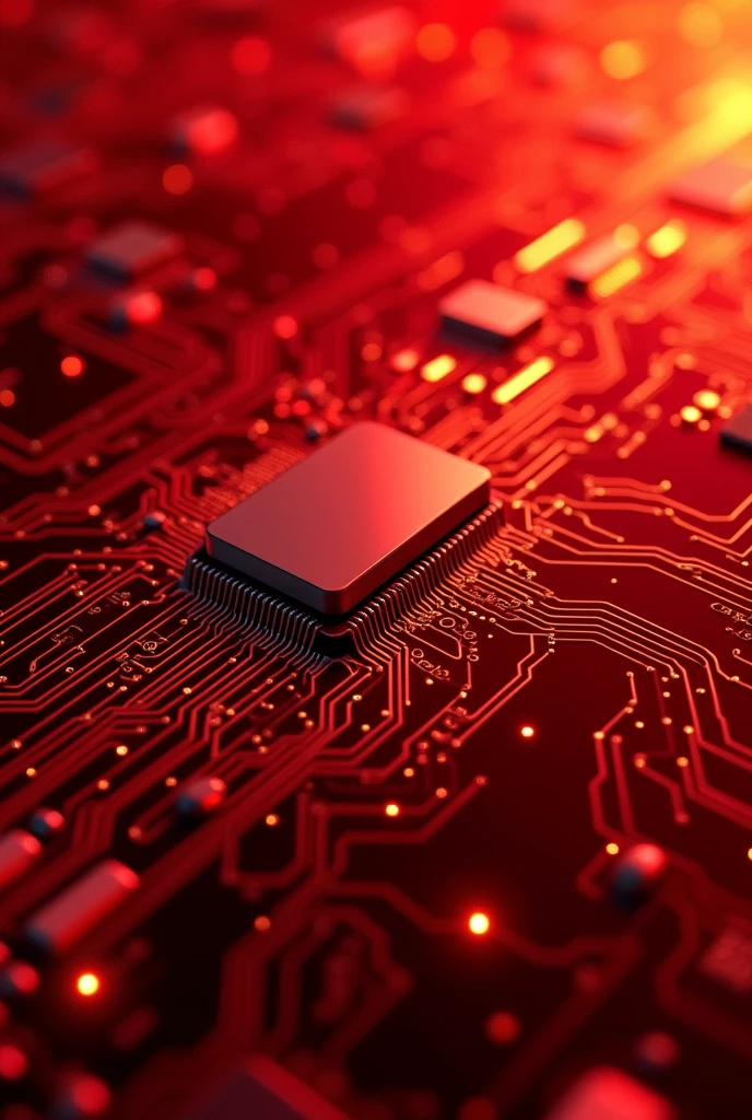 Red color background that has technology and circuits related to electronic engineering in 8k
in wide format