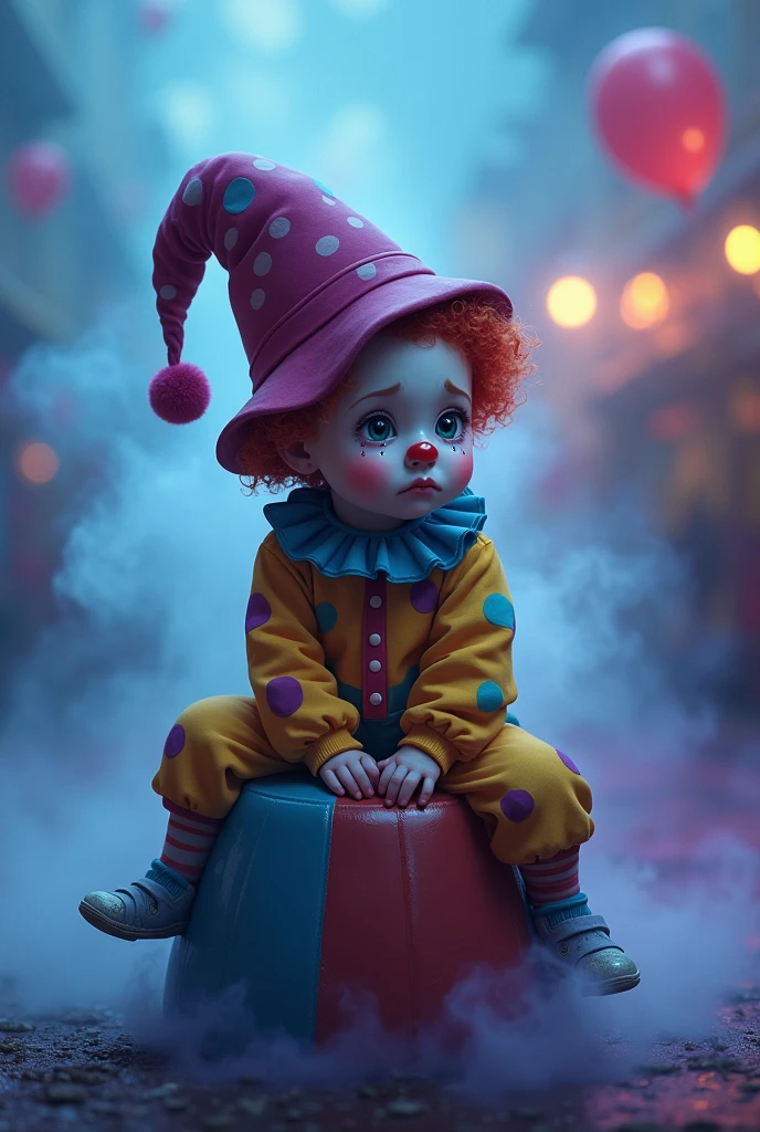 Sad Baby clown with smoke digital art