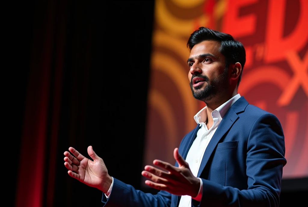 A 30 years old boy of Nepali Origin giving TEDx speech with no audience 