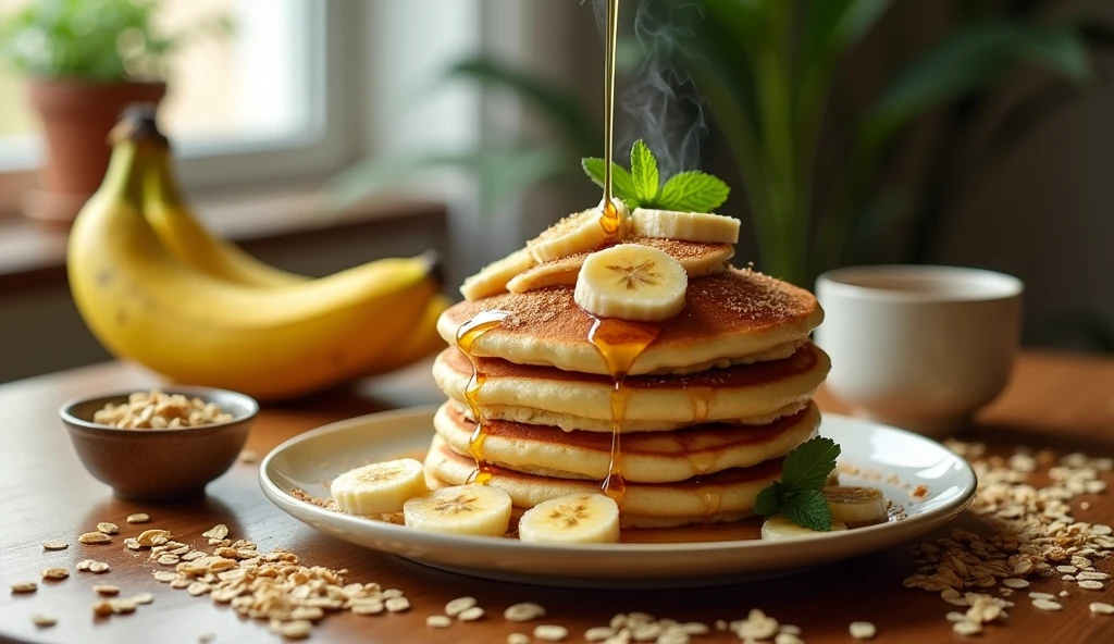 Banana and Oatmeal Pancakes