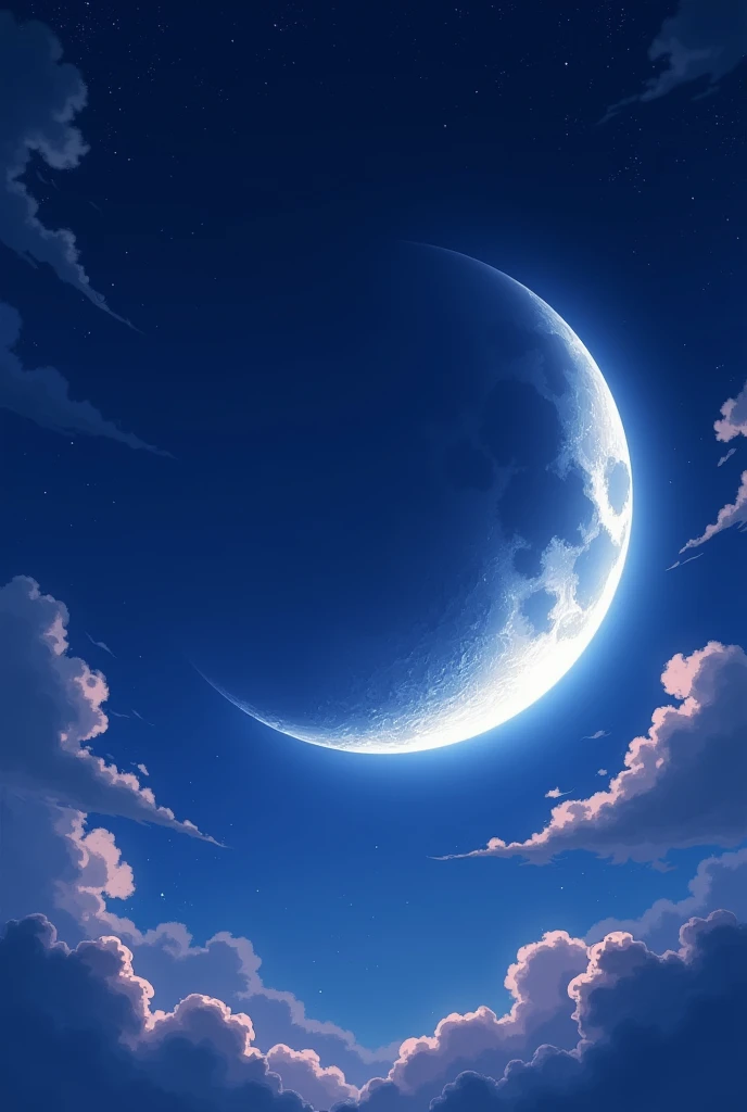 Generate a crescent moon in its first stage in HD 4k anime version