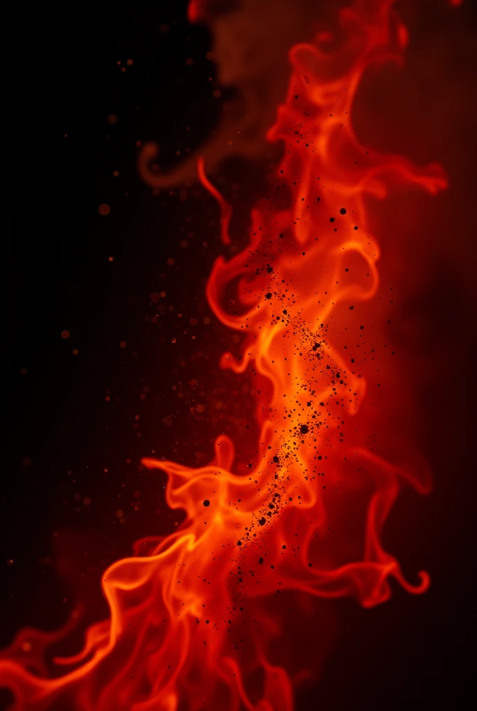 (photorealism:1.2), Create a red fire texture with black particles on a completely empty black background.