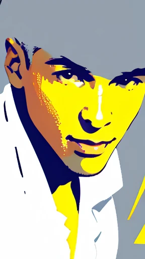A man painted using only yellow and white、