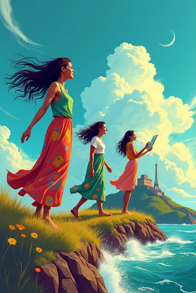 Wall art showing womens freedom of exploring the world 2d art